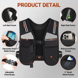 TEUEN Running Vest for Women Men: Reflective Running Backpacks with Adjustable Reflective Waterproof Phone Holder Lightweight Hydration Durable Vest Running Bag & Backpack Alternative