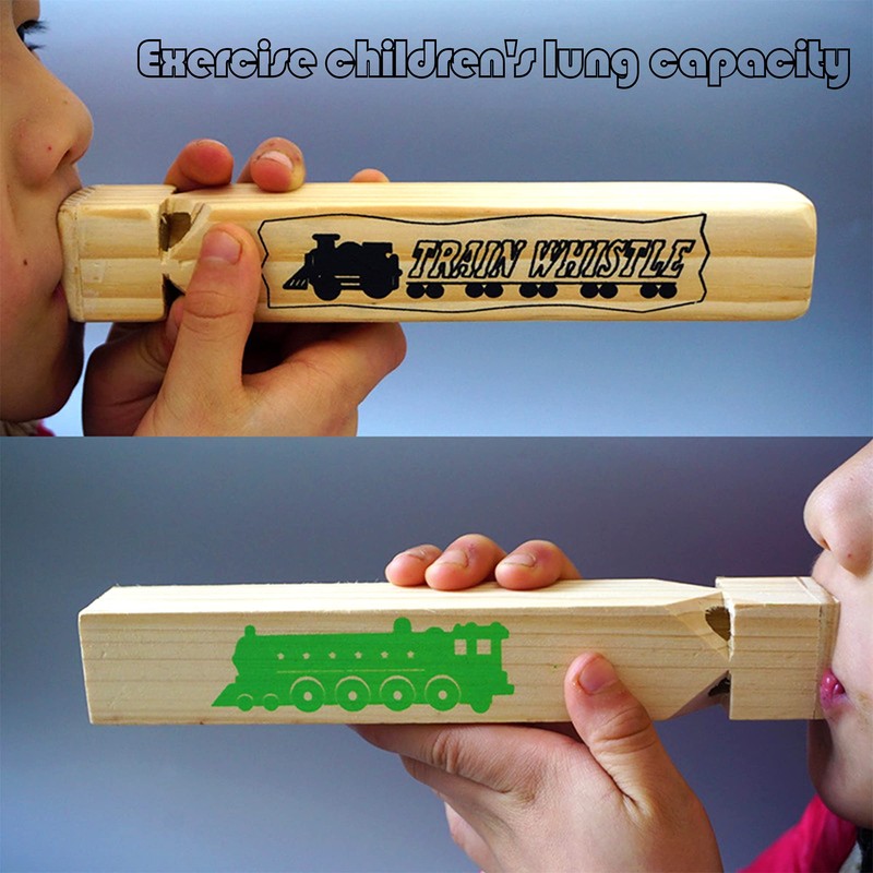 MYUBWTF Solid Wood Train Whistle 4 Tones, Noisemaker Toys and