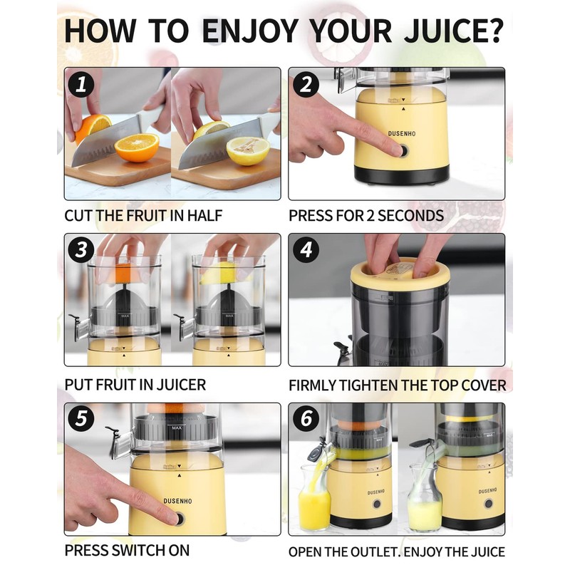 Citrus Juicer Machines Rechargeable - Portable Juicer with USB and