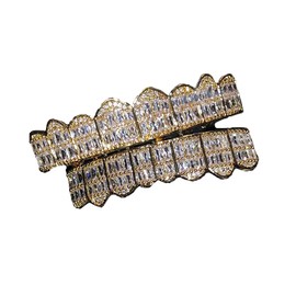 14k Plated Joker Gold Grillz for Mouth Top Bottom Hip Hop Teeth Grills for Teeth Mouth Grillz for Mouth Top Bottom Hip Hop 8 Teeth Grills for Teeth Mouth Set - Grillz, Teeth Cap, Iced Out Grillz)