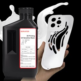 RepRapper Flexible Tough (Shore 80A) 3D Printer Resin, TPU Like/Soft Rubber 3D Printing Resin, High Elongation 405nm Fast UV-Curing Photopolymer Resin for LCD Printer, 1000g White