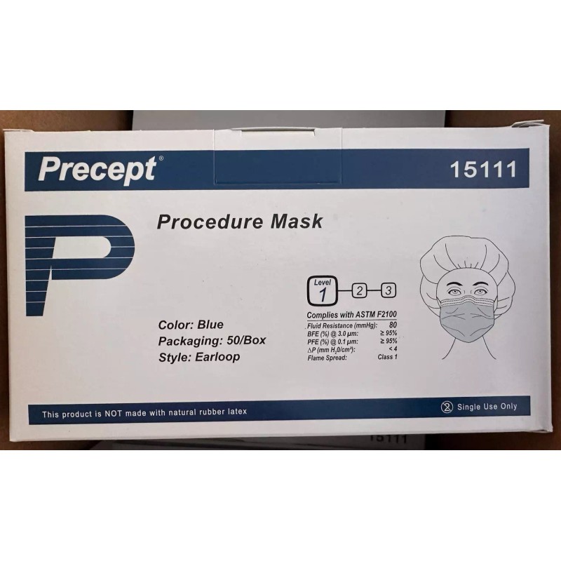 Precept 15111 Procedure Mask Level 1 Blue color Case of