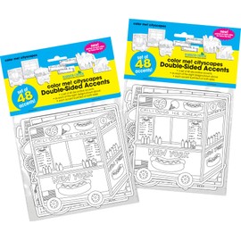 Barker Creek Double-Sided Cut-Outs, Color Me! Cityscapes, Adult Coloring Book Style, Accents, Bulletin Boards, Office, Home Learning, Classroom and School Decor, Double-Sided, 5.5" W, 72/Set (4305)