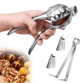 PJLJY Stainless Chestnut Cutter Tool with 2 Finger Protectors and Peel Clip