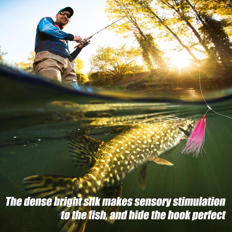 Fishing Bait Rigs Saltwater Flounder Rigs with Bucktail Mylar Teaser