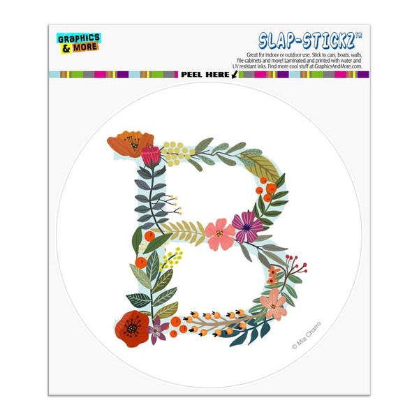 Letter B Floral Monogram Initial Automotive Car Window Locker Circle