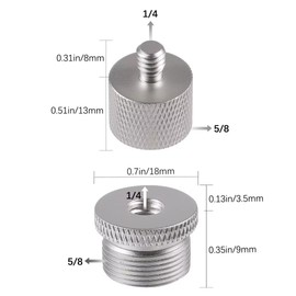 SAVITA Microphone Tripod Adapter Kit Includes 1 Piece 1/4 to 5/8 Screw Thread Adapter 1 Piece 5/8 to 1/4 Screw Thread Adapter Tripod Screw Adapter for Camera Monitor Microphone Stand (Silver)