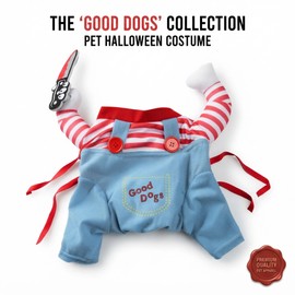 Funny Halloween Pet Costume for Dogs – Striped Jumpsuit with Plush Arms for Parties, Photos & Dress-Up