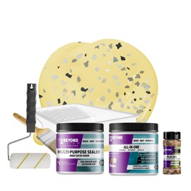 Beyond Paint Smoked Gray Flecks Countertop Makeover Kit with Paint, Sealer, Flecks, and Tools for Countertops, Buttercream