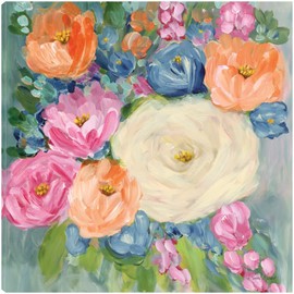 Fine Art Canvas Floral No. 4 Canvas Wall Decor by Artist Ramona Murdock for Living Room, Bedroom, Bathroom, Kitchen, Office, Bar, Dining & Guest Room - Ready to Hang - 22 in x 22 in