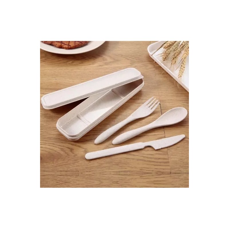 Clicmania Set Cubiertos Portatiles De Fibra De Trigo Libre Bpa