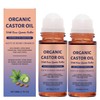 2PC Organic Castor Oil Roll-On with Rose Quartz,100% Pure Cold-Pressed
