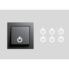 Power Symbol Sticker Decal Switch Sticker On Off Sticker (RPM4/2) (White, 15 mm)