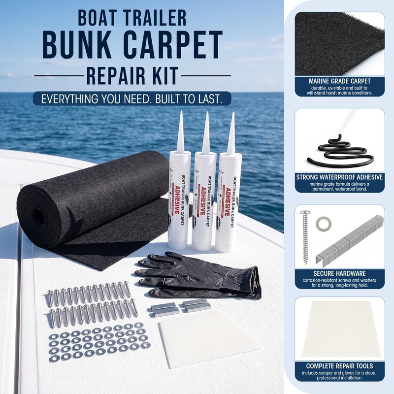 Threlaco Marine Boat Trailer Bunk Carpet Kit, 20 Ft x