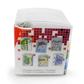 Pracht Creatives Hobby P90006-63501 - Pixel Fun Craft Set for 6 Lockets, Key Ring for Children, Boys and Girls - Ideal as a Small Gift or Party Bag Item for Children's Birthday Parties, Craft set 31