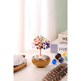 JSDDE 7 Chakra Crystal Tree Reiki Healing Crystals Stone Tree Figurines Tumbled Stones Money Tree Gifts