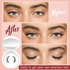 Higu clace Magnetic Eyelashes Natural Look, 1 Pairs Magnetic Lashes with Applicator, Reusable Wispy 3D Eyelashes Soft 3 Magnets Half Lashes without Eyeliner, Easy to Wear and Remove (Style N01)