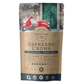 Virgin Hill Coffee - Organic Espresso L'Roma - Smooth Intensity & Medium Roast - Three Quarters of a Pound of High-Grade Coffee Beans - 12oz / 340 grams