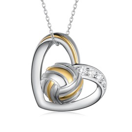 CVRAVO Volleyball Necklace 925 Sterling Sliver Heart Sports Lovers Necklace Volleyball Sport Jewelry Gifts for Women Sports Fans