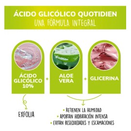Sérum Quotidien de Ácido Glicólico al 10 para Exfoliación con Aloe Vera y Glicerina de 30 mL                                                          
