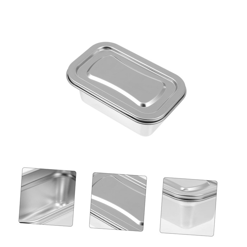 HOMSFOU Ice Cream Box, Stainless Steel Food Storage Container, 1.38L,