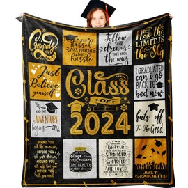 Graduation Gifts Blanket - 2024 Graduation Gifts for Her Him - Graduation Decorations Class of 2024 Throw 50" X 60" - Graduation Party Supplies Favors - High School College Graduation Gifts