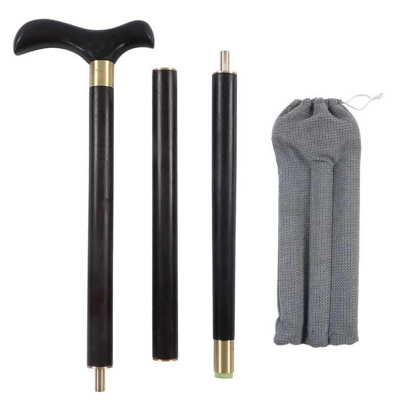 African Blackwood Detachable Walking Stick Elderly Ergonomic 3 Section Walking