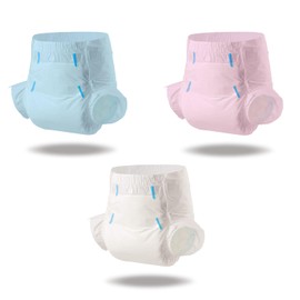 CutiePlusU Adult Nappies, Dry Surface, Maximum Absorbency Overnight, Disposable Incontinence Nappies - Blue, Pink, White, Pack of 3 (Medium 28"-38")