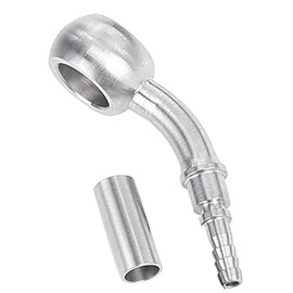 AC PERFORMANCE 10mm ID Banjo Crimp on Barb Fitting 45 Degree for 1/8" Brake Line, Stainless Steel