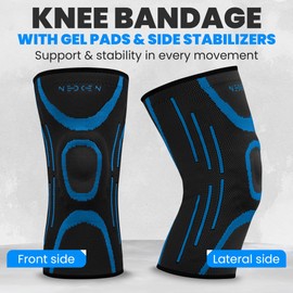 NeDKeN Knee Brace - Knee Brace with Joint Stabilization, Meniscus - Orthosis, Knee Support, Orthopaedic Knee Protection for Patella & Osteoarthritis, Sports & Rehabilitation Bandages (Blue, XL)