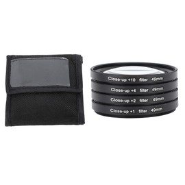 Close Up Filter Kit 4 in 1 +1 +2 +4 +10 Macro Lens Filter Optical Glass with Storage Pouch Camera Filter for Digital Camera Photo 49mm