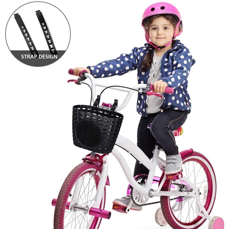 Kids Bike Basket with Adjustable Straps, Bicycle Handlebar Basket for