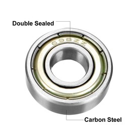 sourcing map 698ZZ Deep Groove Ball Bearing Double Shield 698-2Z 1080098, 8mm x 19mm x 6mm Carbon Steel Bearings (Pack of 4)