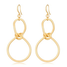 YKKZART Dangle Earrings for Women 14k Matte Gold Plated Infinity Dangle Earrings Geometric Long Infinity Dangle Drop Earrings for Women Gift