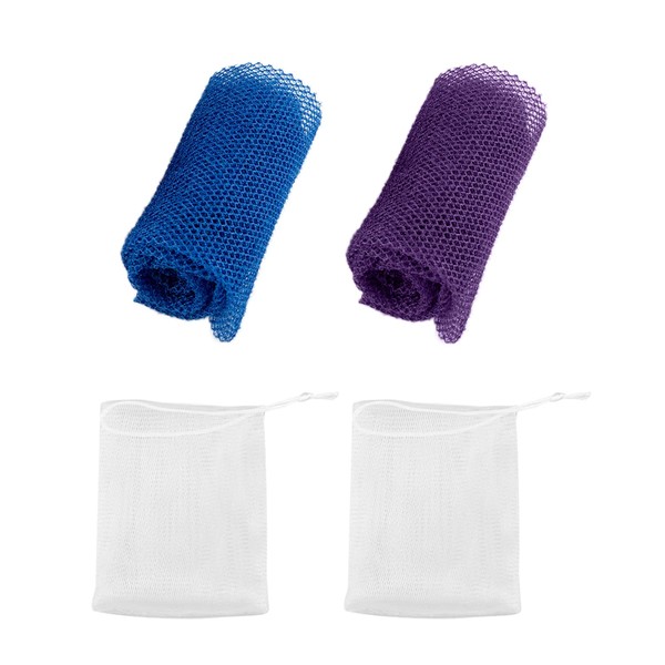 2 Pieces African exfoliating Bath Sponge nets and 2 Pieces
