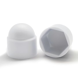 Drenky Pack of 25 Cover Caps for Nuts M6, Spanner Size 10, Protective Caps for Screws, Screw Cover Cap Nut for Protection of Screws and Nuts, White