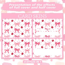 Peacoblue Bank Card Sticker Cute Pink Bows Credit Debit Card Custom Skin Cover Protector, 4 Styles Waterproof Scratch-Proof and Aesthetic Decal for Most Popular EBT Transportation Key Card