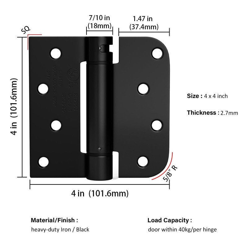 Haidms 3 Pack Self Closing Door Hinges 4 Inch Matte