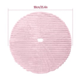 DegGod Faux Fur Christmas Tree Skirts, 36 inches Plush Fluffy Christmas Tree Skirt with Stripe Textured Pattern for Christmas Tree Decorations (90CM, Pink Stripe)