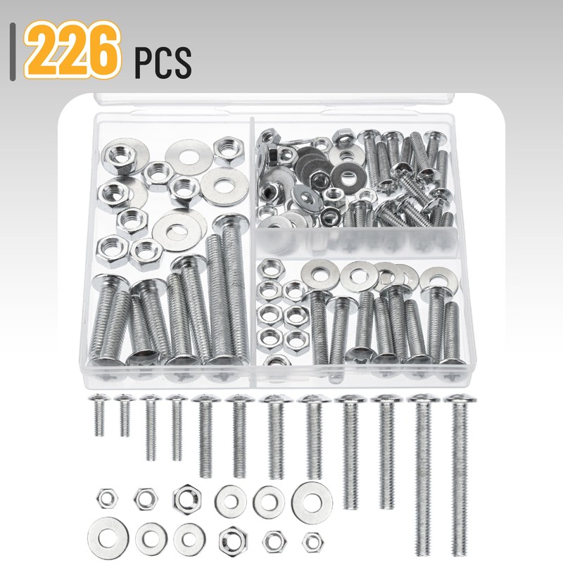 Mr. Pen- Bolts, Nuts, and Washer Assortment Kit, 226 pcs,