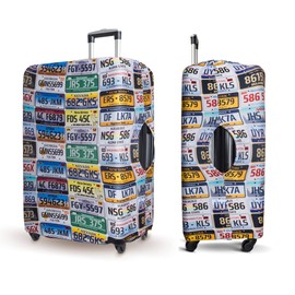 Luggage Cover Suitcase Protector Fits 19-33 Inch TSA Approved Travel Suitcase Cover Washable Dustproof Anti-Scratch (L (26-30 inch), Plates)