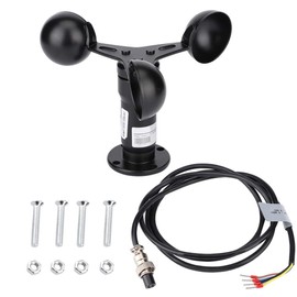 Wind Speed Sensor, 0-10V Aluminum Alloy 3 Cups Anemometer Signal Output Pulse Type Wind Gauge Monitoring Sensor for Power Plants Meteorological Stations