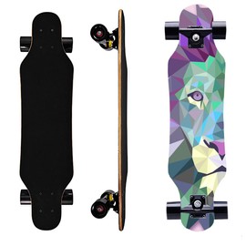 31 Inch Small Longboard Carving Cruising Skateboard for Kids Teens Adults (BlueLion)