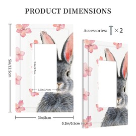 VunKo Single Gang Rocker Switch Receptacle Plate - 1 Gang Decora GFCI Cute Flower Rabbit Bunny Decorative Wall Plate Cover Wallplate with Screws
