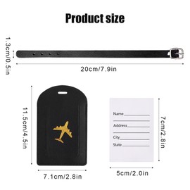 2 PCS Luggage Tags for Suitcases, PU Leather Baggage Labels Baggage Baggage Bag ID Tags with Adjustable Strap & Privacy Protection Cover Travel Bag Labels (White+Black)