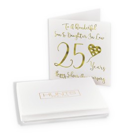 Hunts England - Boxed Son And Daughter In Law 25th Anniversary Card - To A Wonderful Son & Daughter In Law - 25 Years - Happy Silver Anniversary - Milano Collection - Card In Keepsake Box