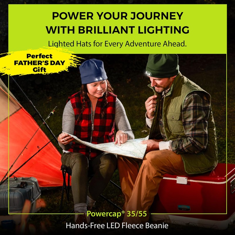 POWERCAP LED Hat Light 150 Lumens Rechargeable Fleece Beanie with