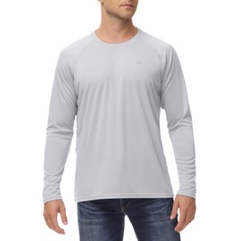 Ewedoos UV Shirt Men's UPF 50+ with Pockets Rash Guard Men's Quick-Drying UV Shirt Men's Water for Outdoor Activities Surfing Fishing Hiking Swimming Running, gray