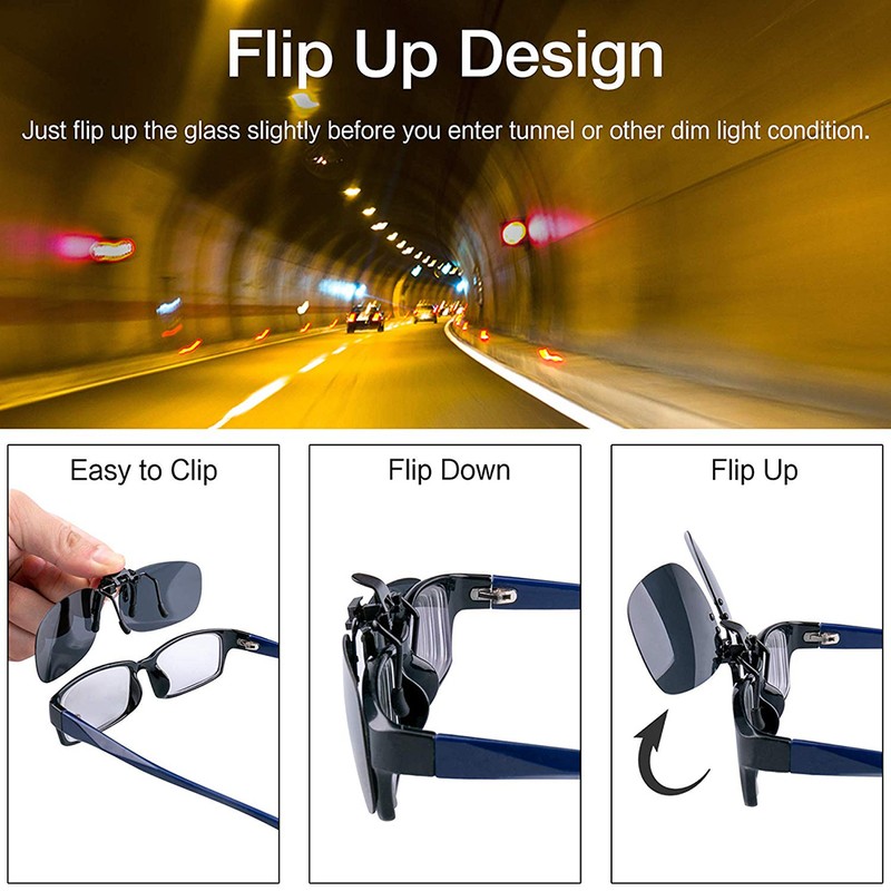 2 Pcs Outdoor Sunglasses Clip On Polarized Sun Glasses Driving