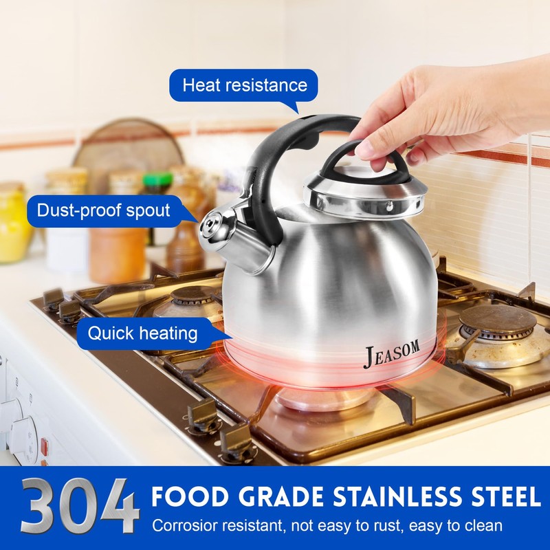 Jeasom Tea Kettle Stovetop - Food Grade Stainless Steel Whistling